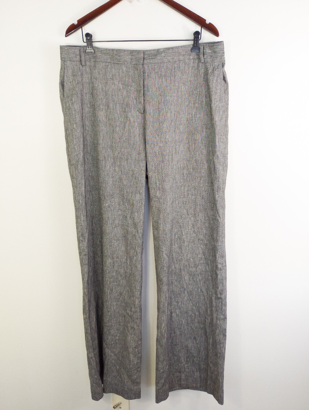 BAIA Linen Blend Wide Leg Trousers Pants Size 16 Gray Made in Canada